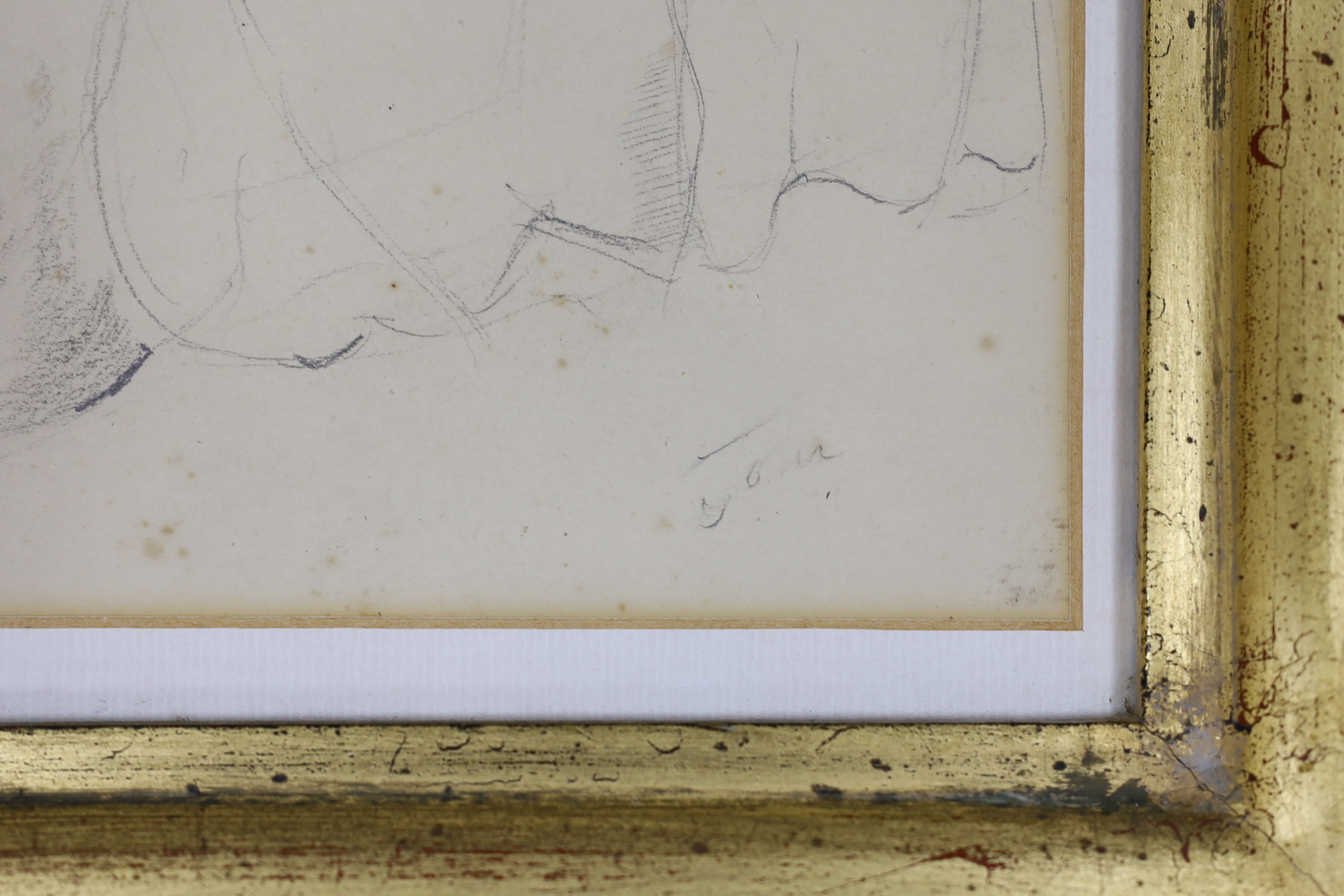 Attributed to Augustus John O.M R.A, (1878-1961), pencil drawing, Portrait of a seated lady, signed, 40 x 30.5cm